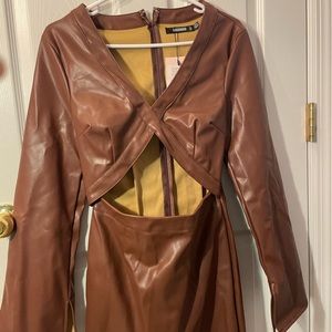 Leather mini dress, perfect condition, cowgirl vibes, Size 4